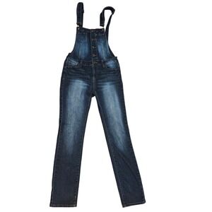 WAX JEAN Women Dark Wash Denim Overall Jumpsuit Pants Style 90009 Size M